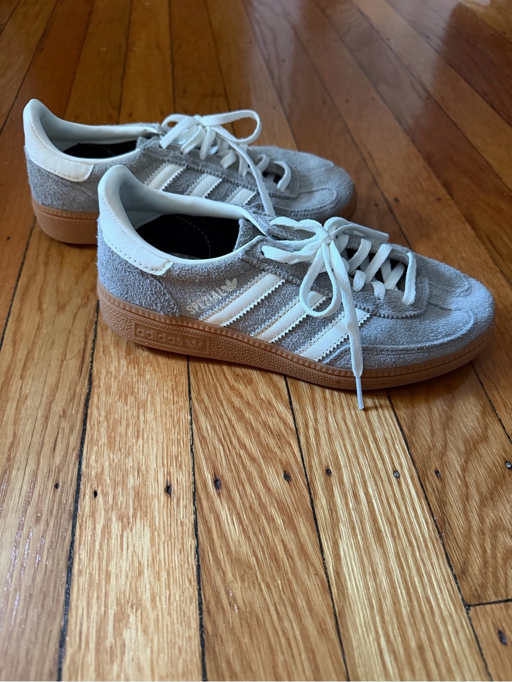 adidas Suede Campus Sneakers in Light Gray with Gum Sole